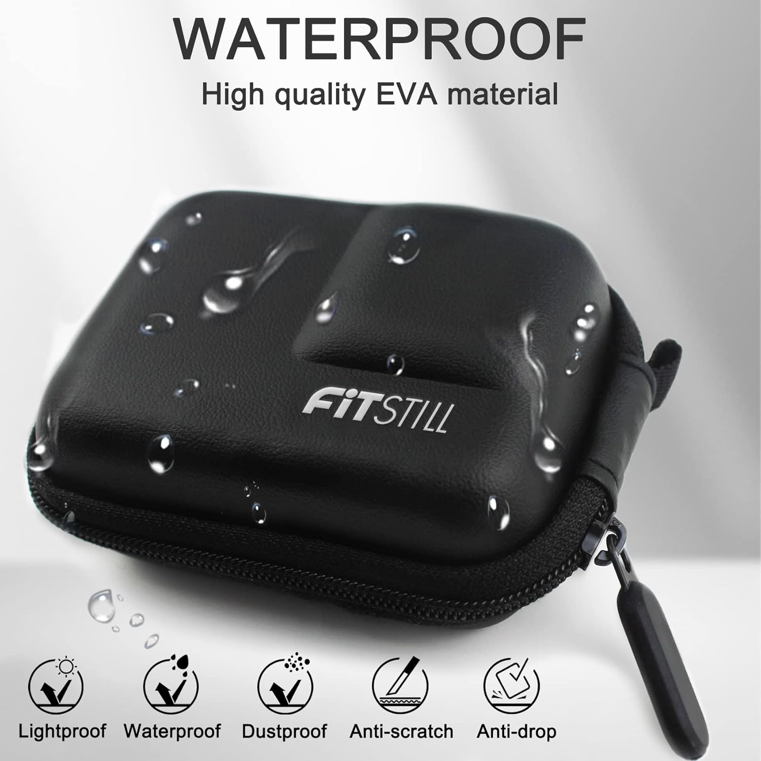 FiTSTILL Black PU Mini Carrying Case for Go Pro Hero 13 Black,Hard Shell Travel Storage Case for Hero 12/11/10/9/8/7/(2018)/6/5 DJI Osmo Action,AKASO,Campark,YI Action Camera and More - Image 4