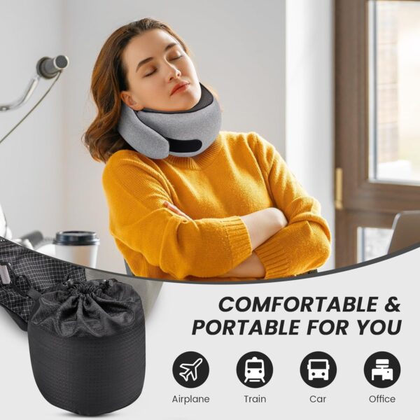 SZXYX Travel Pillows for Airplanes, 100% Pure Memory Foam Neck Pillow for Airplanes, Comfortable Breathable Cover, 360° Support Stowable Pillows for Sleeping, Car, Airport Travel Essentials - Image 3