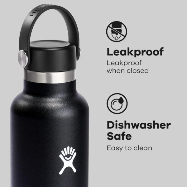 Hydro Flask Water Bottle - Insulated Stainless Steel - Non Spill, Leakproof in 24 Oz Black - Image 5