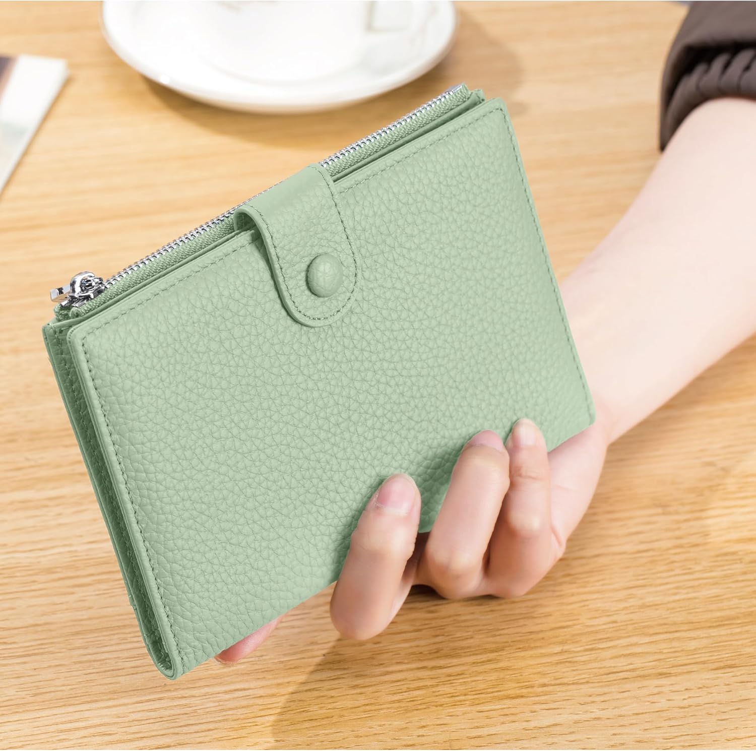 RFID Blocking Passport Wallet for Women, Slim Leather Passport Holder, Compact Travel Wallet with Zippered Coins Pocket and SIM Slots, Ladies Passport Cover - Image 7
