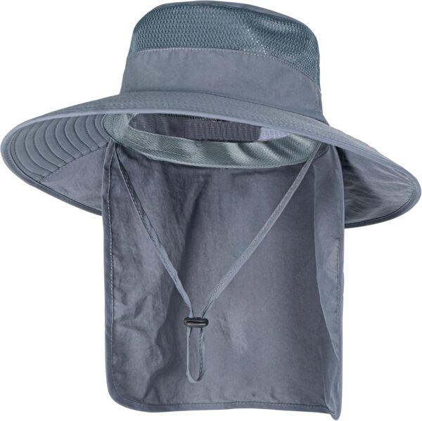Sun Hats for Men Women Fishing Hat UPF 50+ Breathable Wide Brim Bucket Hats Summer UV Protection Safari Hat with Neck Flap - Image 2