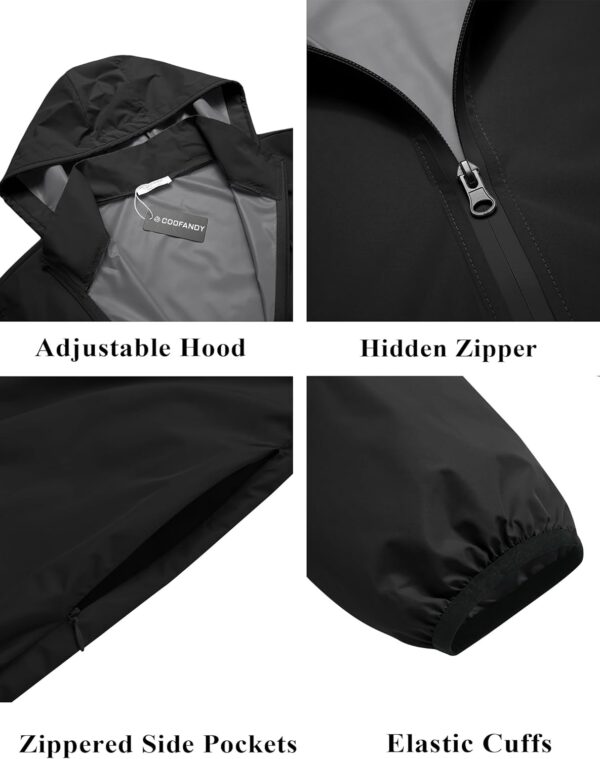 COOFANDY Men's Packable Rain Jacket Lightweight Waterproof Raincoat with Hood Travel Hiking Golf Windbreaker - Image 5