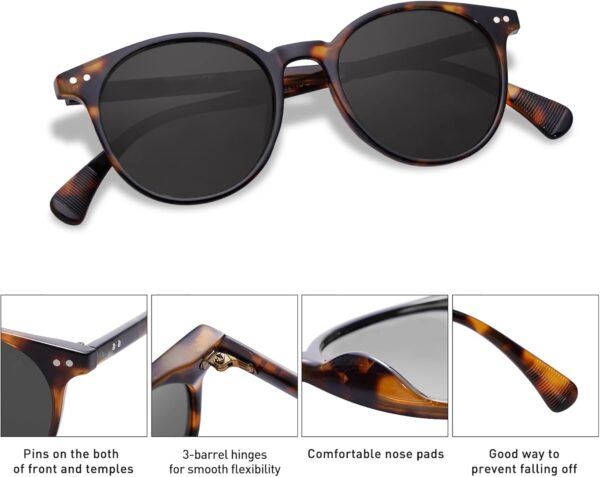 SOJOS Small Round Classic Polarized Sunglasses for Women Men Vintage Style UV400 Lens MAY SJ2113 - Image 6
