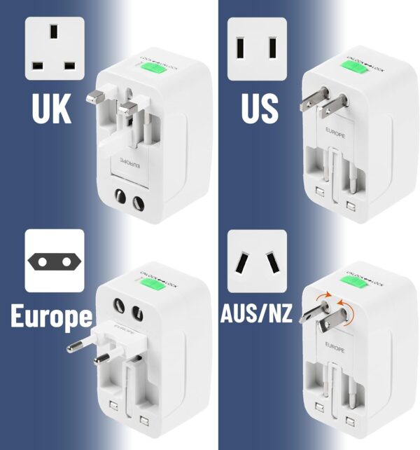 Bates- Universal Adapter for Travel, Compact International Power Adapter for USA, EU, UK, Australia, and India Outlets, All in One - Image 4