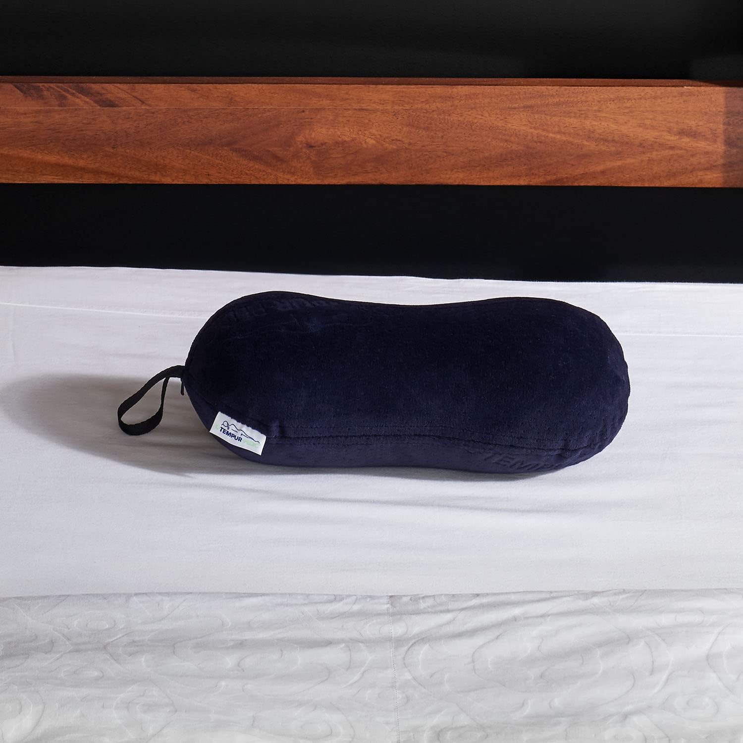 Tempur-Pedic All-Purpose Memory Foam Travel Pillow, Peanut-Shaped Lumbar Pillow for Neck and Back Pressure Relief, Navy - Image 3