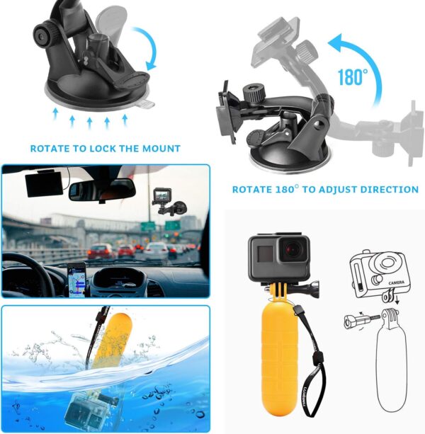 Luxebell Accessories Kit for AKASO EK5000 EK7000 4K WiFi Action Camera GoPro Hero 12 11 10 9 8 7 6 5/Session 5/Hero 4/3+/3/2/1 Max Fusion SJ4000 SJ5000 (14-in-1) - Image 5