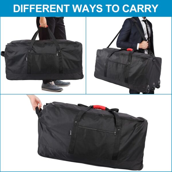 Finnhomy 120L Foldable Rolling Duffel Bag with 3 Wheels, Light Weight Travel Duffel bag with Large Loading Capacity, 32 inch Rolling Duffel bag with Shoulder Strap for Travel Camping Sports - Image 7