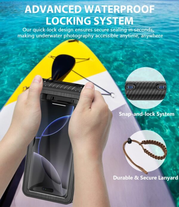 Waterproof Phone Case for Snorkeling - Underwater Touchscreen Housing, Universal Underwater Photo&Video Diving Case for iPhone 16/15/14 Pro Max Samsung Galaxy S25/S24 Ultra Up to 6.9'' Black - Image 7