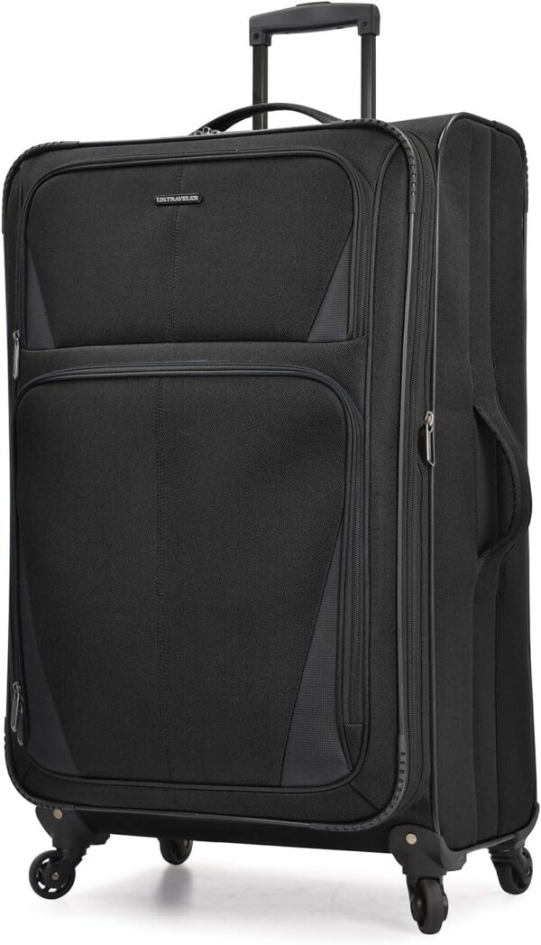 U.S. Traveler Aviron Bay Expandable Softside Luggage with Spinner Wheels, Black, Large 30-Inch - Image 3