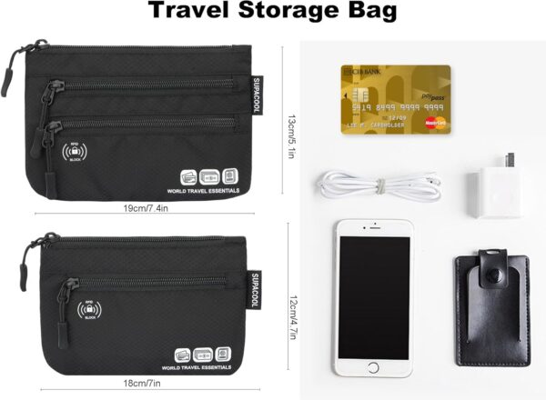 SUPACOOL Passport Holder Bag, Travel Wallet for Men Women Family, Passport Pouch, Card Holder Organizer, RFID Blocking, Two-piece Set(Black) - Image 6