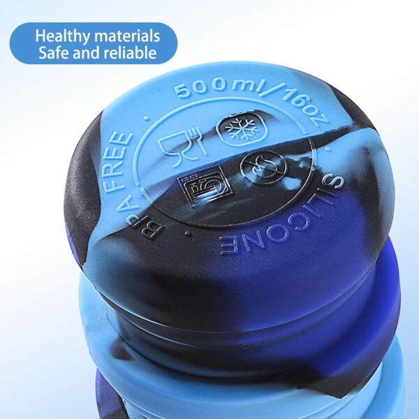 Collapsible Water Bottles Travel water bottle Sports Portable Sport Water Bottle Reusable Water Bottles comes with mountaineering Buckle 500ml silicone Water-proof camping water bottle - Image 6