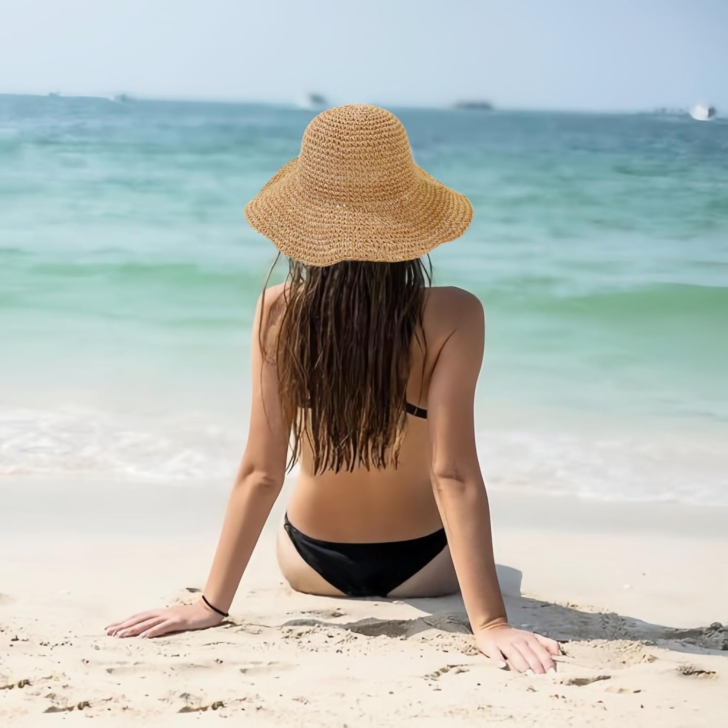 Floppy Big Beach Straw Hats for Women Foldable Summer Wide Brim Packable Sun Hat Womens Travel Straw Fedora Hat - Image 8