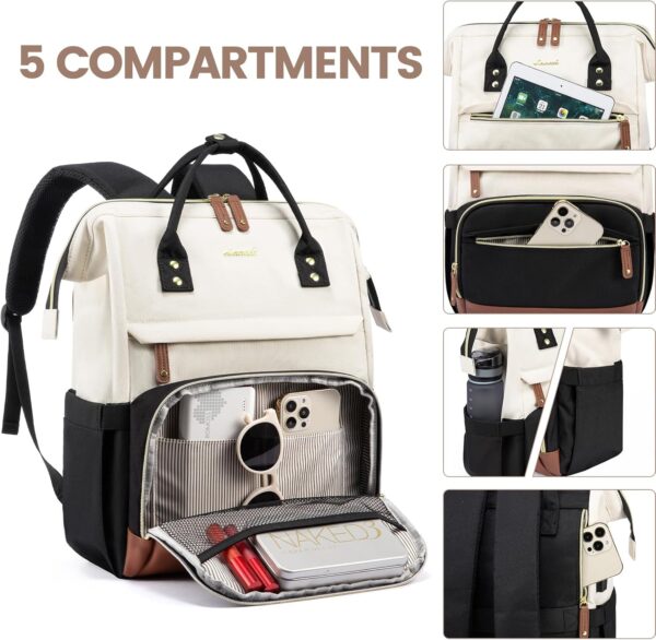 LOVEVOOK Laptop Backpack for Women, 15.6 Inch Work Business Backpacks Purse With Large Capacity, Waterproof Nurse Bag College Bookbag for School, Waterproof Casual Daypack for Travel - Image 4