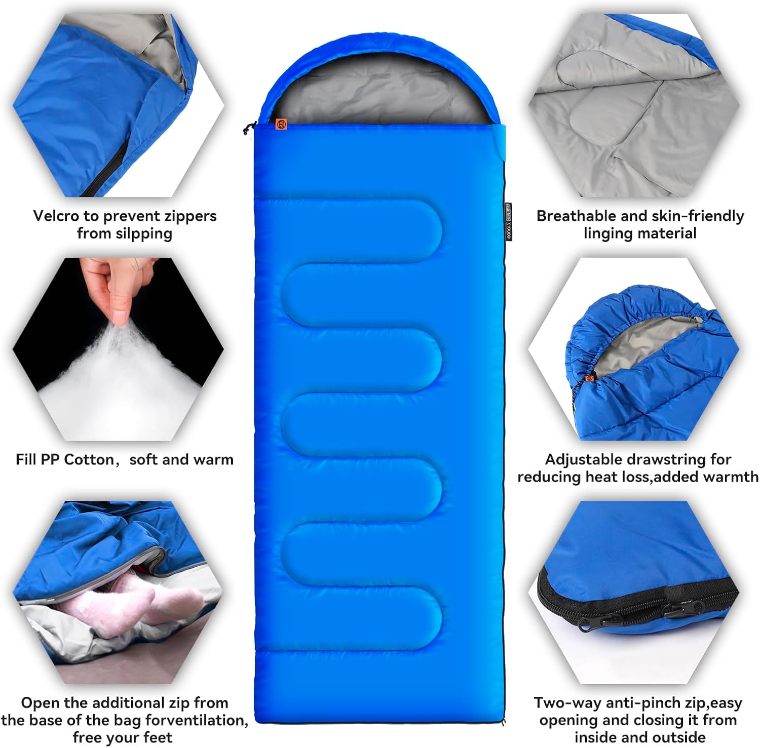 Sleeping Bags for Adults,3 Season Warm & Cool Weather Camping Sleeping Bag,Lightweight Waterproof Compact Camping Essentials Gear for Camping Hiking Outdoor Travel - Image 4
