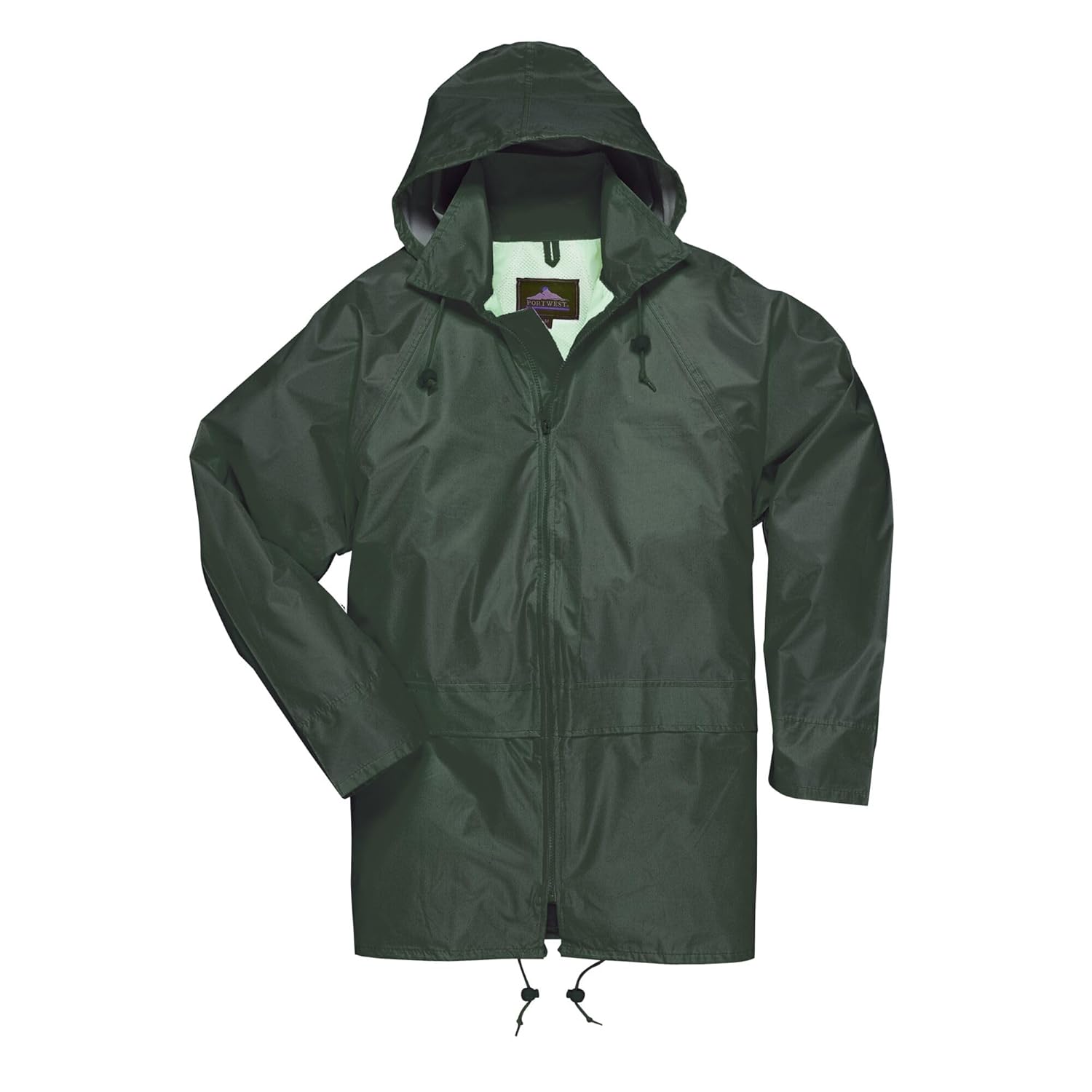 Portwest US440 Classic Waterproof Rain Jacket wth Pack Away Hood & Sealed Seams, Olive, 3 XL - Image 3