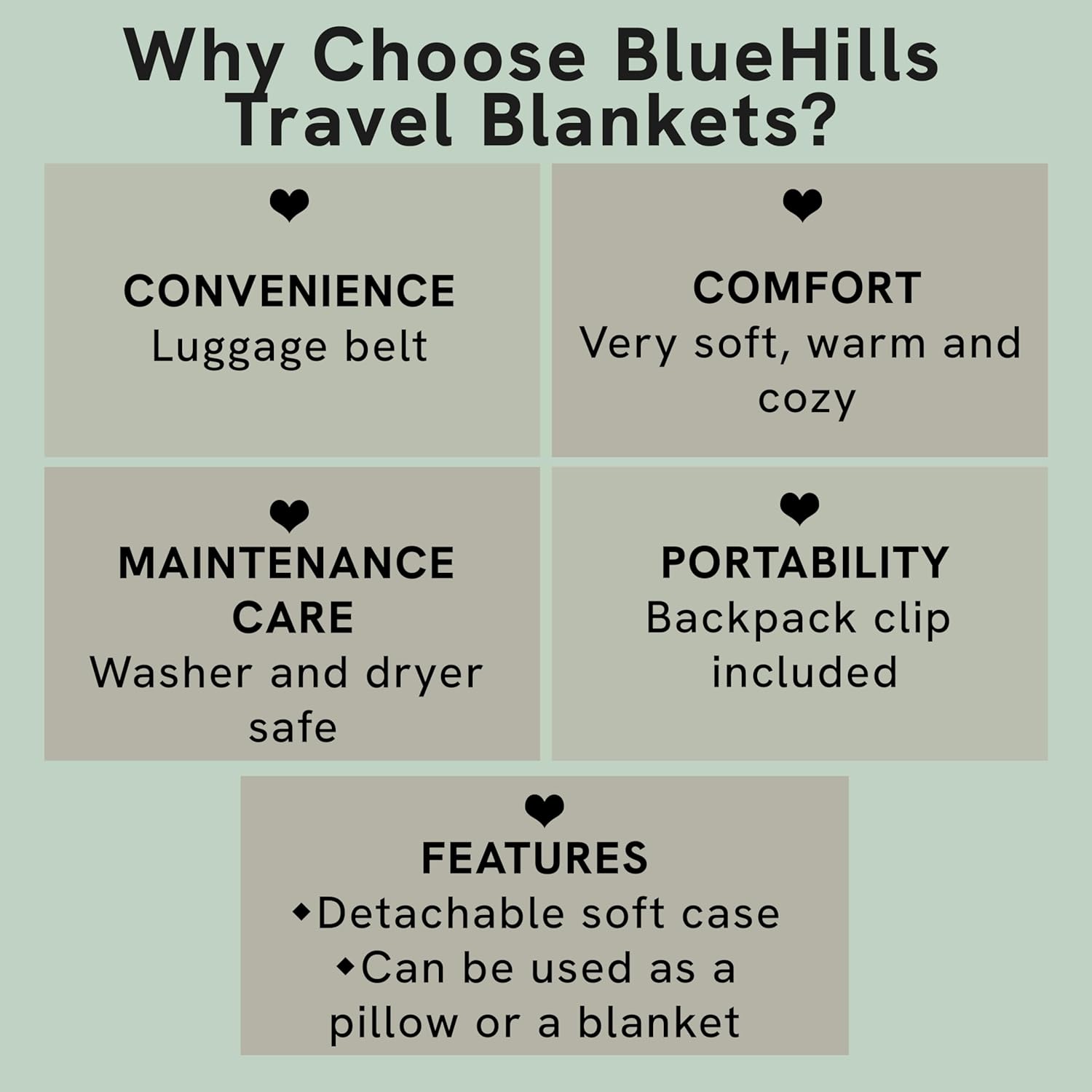 BlueHills Premium Soft Travel Blanket Pillow Airplane Flight Blanket Throw Bag Pillowcase Compact Large 2 in 1 Combo Warm Traveling Plane Essentials Portable Gifts Lightweight Grey Gray T007 - Image 6