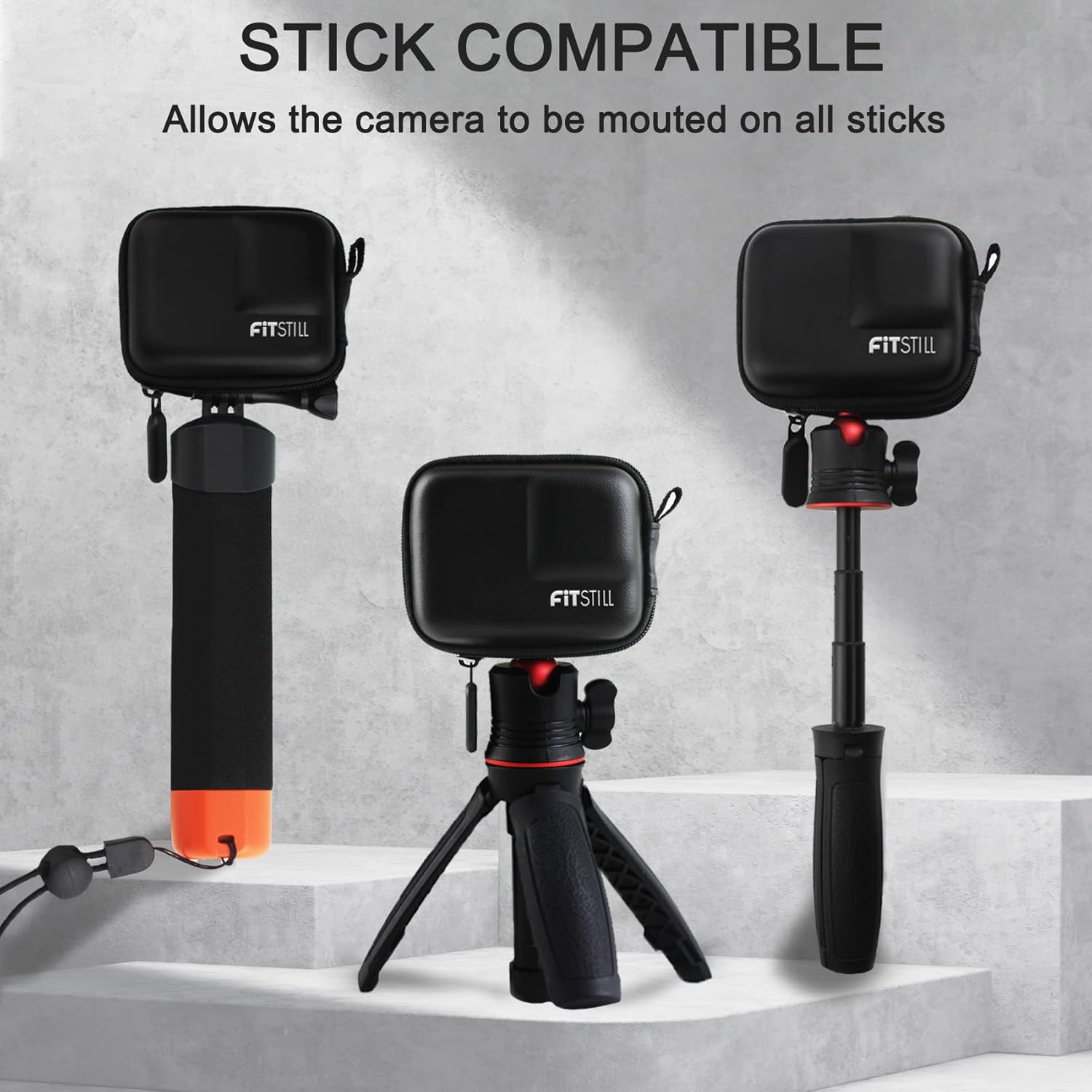 FiTSTILL Black PU Mini Carrying Case for Go Pro Hero 13 Black,Hard Shell Travel Storage Case for Hero 12/11/10/9/8/7/(2018)/6/5 DJI Osmo Action,AKASO,Campark,YI Action Camera and More - Image 7