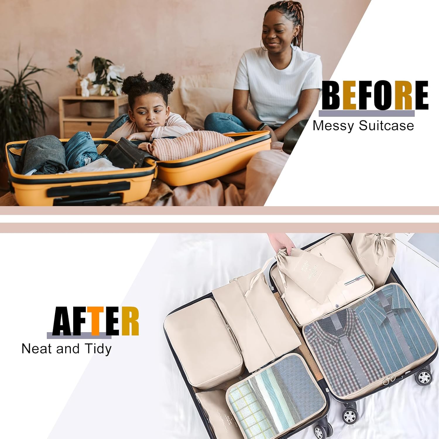 Packing Cubes for Travel - 8 Set Luggage Organizer Bags for Family, Mesh Breathable Travel Packing Cubes for Suitcases Durable Travel Essentials Bags Set - Image 8