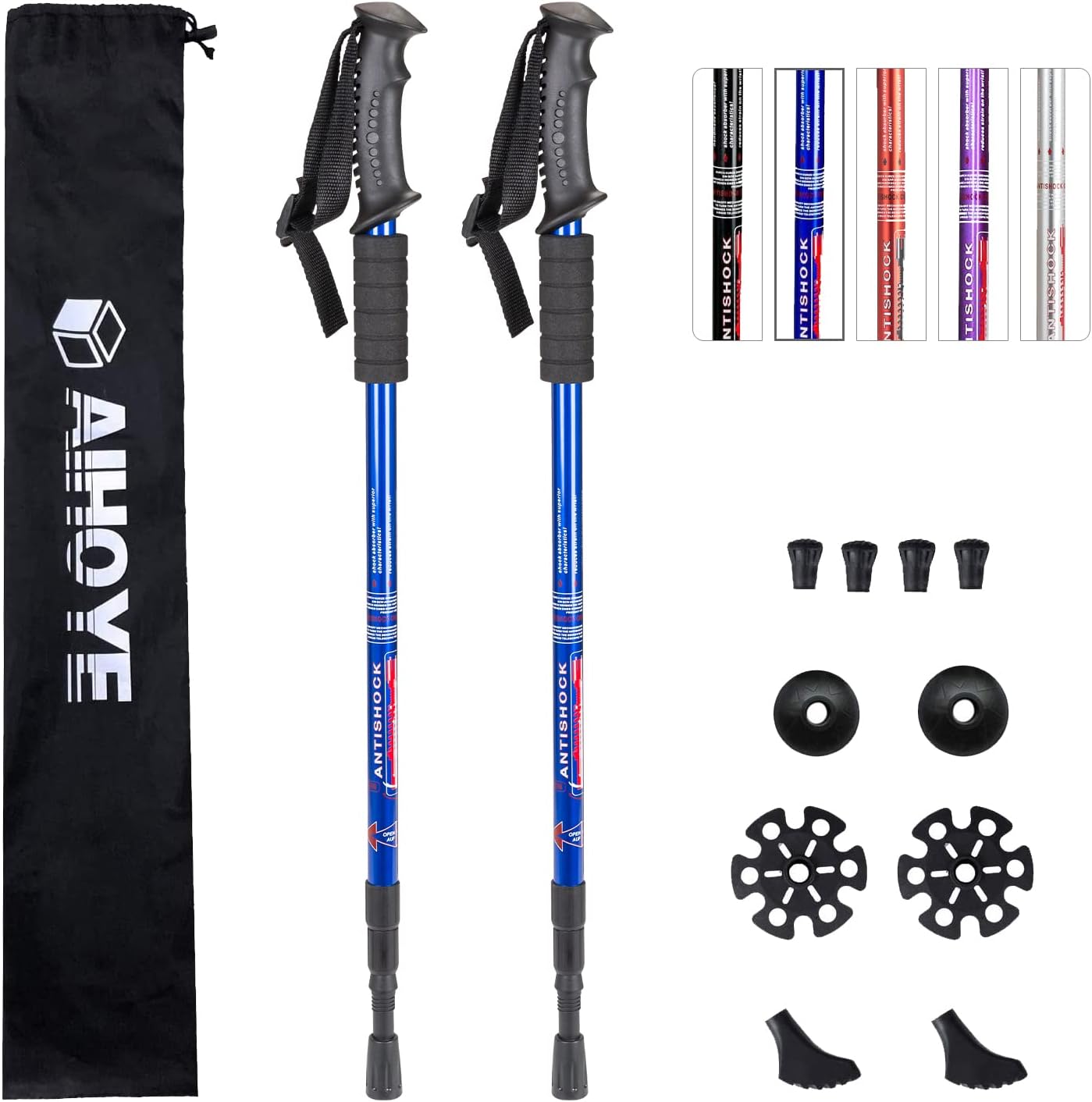 Aihoye Hiking Trekking Poles, 2 Pack Collapsible, Lightweight, Anti Shock, Walking Sticks, Adjustable Hiking Pole for Men and Women - Image 2