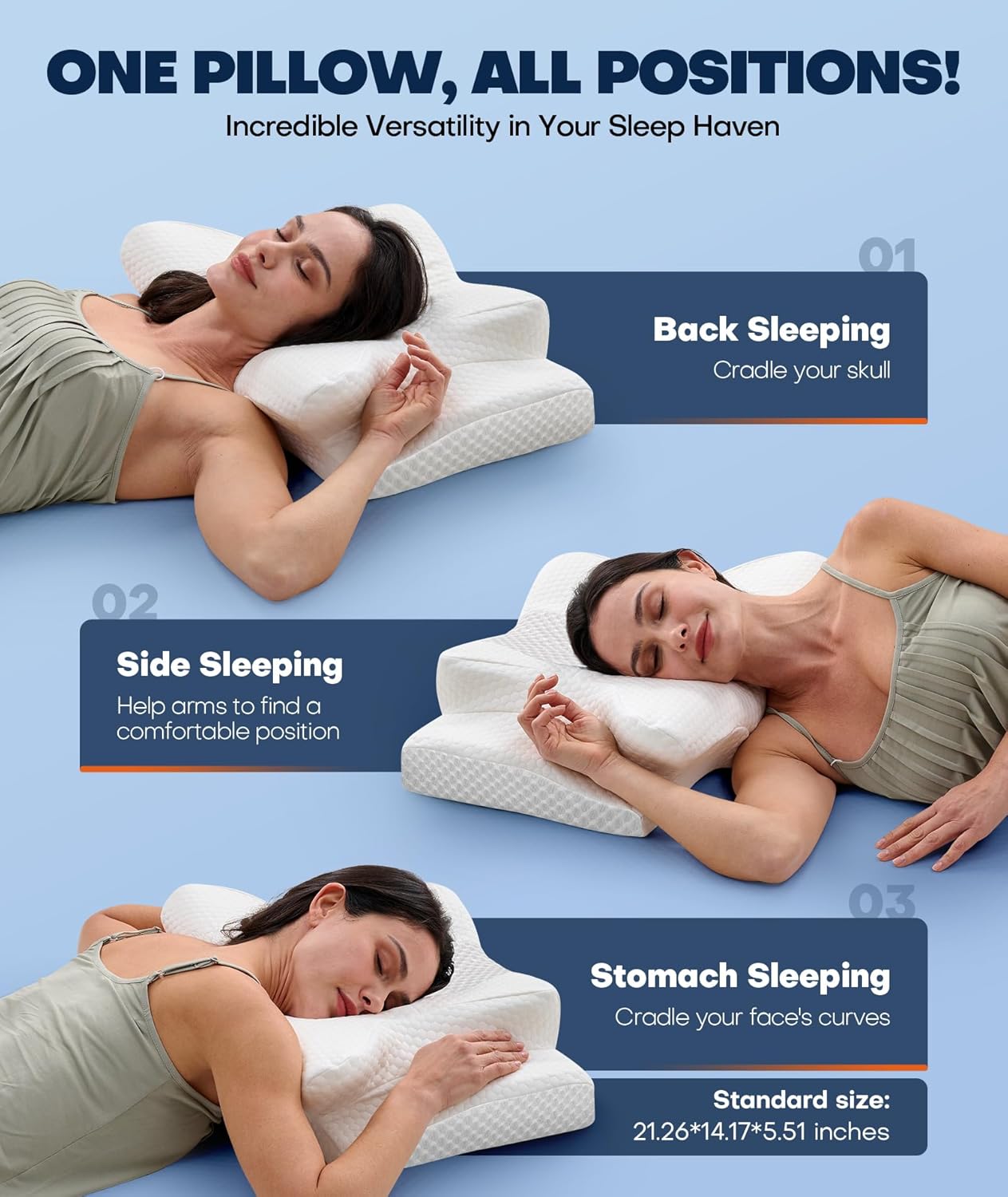 Sleep Doctor Approved Cervical Neck Pillow for Sleeping, Ergonomic Contour Side Sleeper Pillows for Adults, Cooling Orthopedic Pillow for Pain Relief Support, Memory Foam Pillows Back Stomach Sleepers - Image 5
