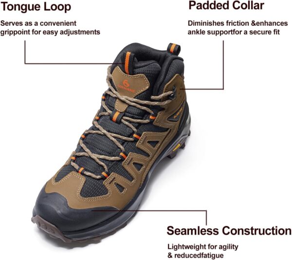 Men's Waterproof Hiking Boots Outdoor Lightweight Breathable Leather Trekking Camping Mountaineering Shoes - Image 5