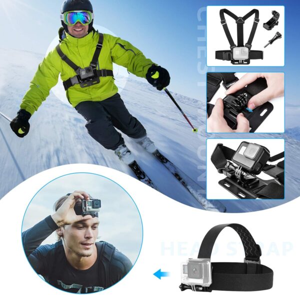 Luxebell Accessories Kit for AKASO EK5000 EK7000 4K WiFi Action Camera GoPro Hero 12 11 10 9 8 7 6 5/Session 5/Hero 4/3+/3/2/1 Max Fusion SJ4000 SJ5000 (14-in-1) - Image 4