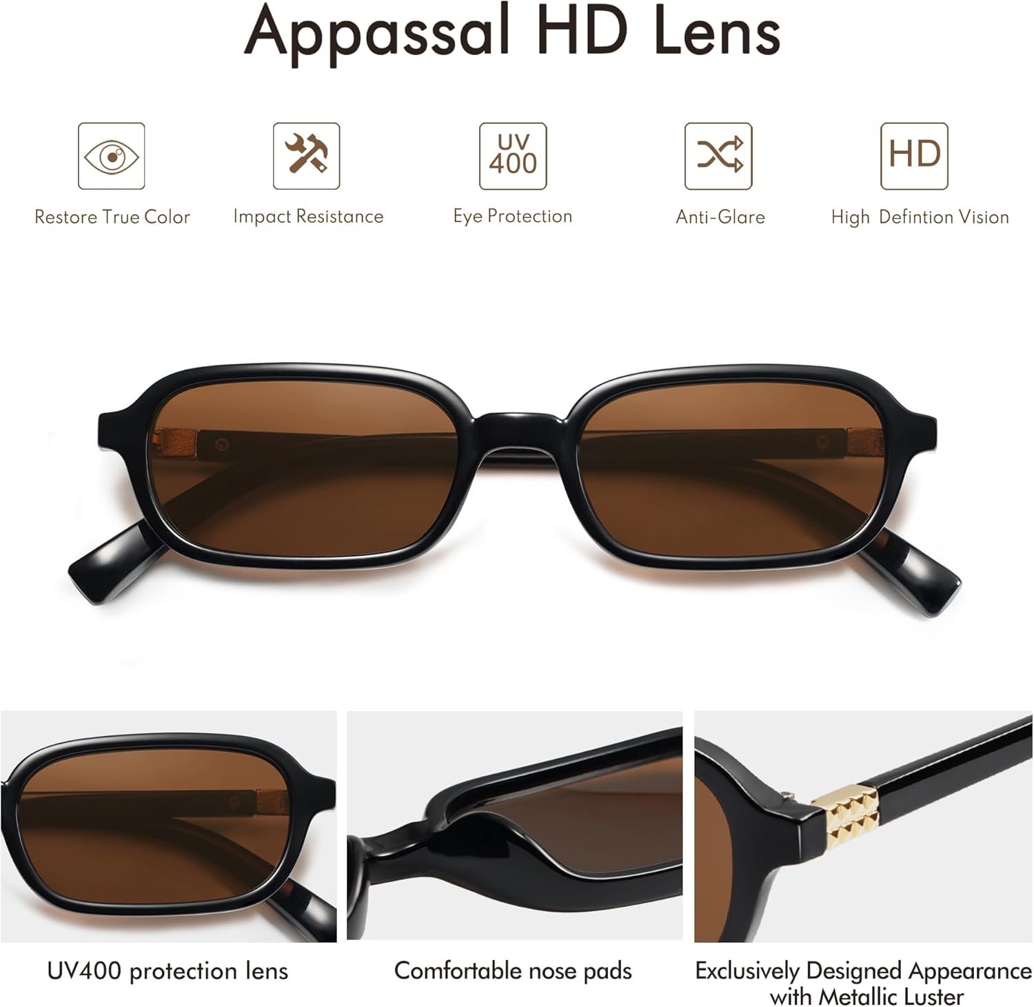 Retro Rectangular Sunglasses for Women Vintage Fashion Trendy Funny Small 90s Square Sunnies 2025 AP3698 - Image 6