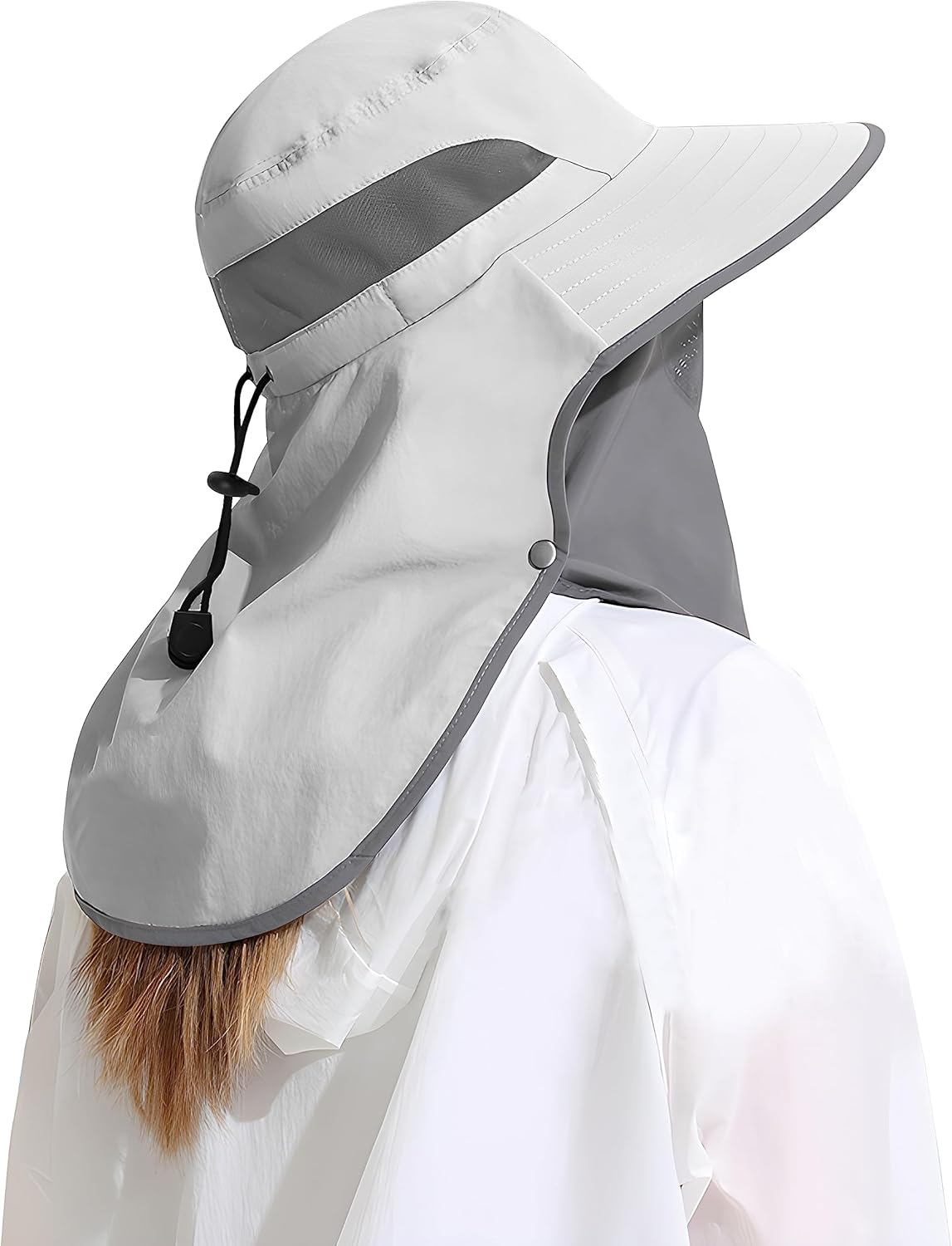 Outdoor Sun Hat Detachable Neck Face Flap UPF 50+UV Protection Visor Fishing Hats with Neck Flap for Men & Women - Image 2