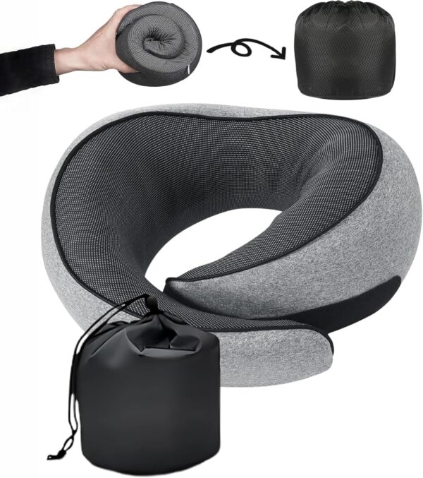 SZXYX Travel Pillows for Airplanes, 100% Pure Memory Foam Neck Pillow for Airplanes, Comfortable Breathable Cover, 360° Support Stowable Pillows for Sleeping, Car, Airport Travel Essentials - Image 2