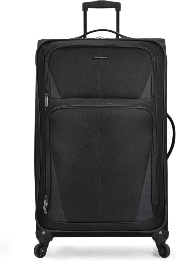 U.S. Traveler Aviron Bay Expandable Softside Luggage with Spinner Wheels, Black, Large 30-Inch - Image 2