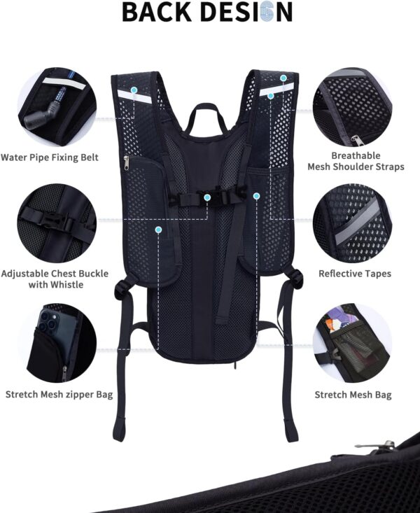 Blue Quartz Hydration Backpack with 2L Water Bladder, Hiking Water Backpack for Women Men, Lightweight Cycling Daypack with Phone Pocket & Helmet Net Bag, Hydration Pack for Biking, Running, Skiing - Image 4