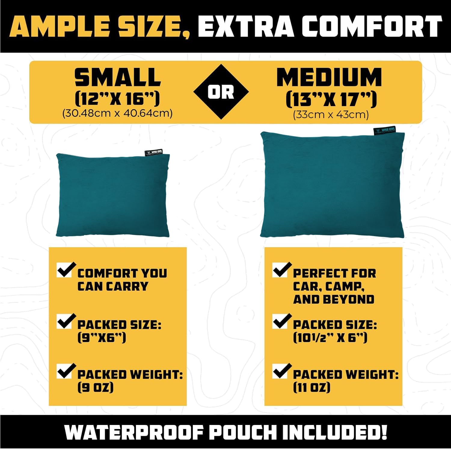 Wise Owl Outfitters Camping Pillow – Memory Foam Travel Pillow for Airplane Sleeping, Hiking, Backpacking & Outdoor Use - Small & Portable for Adults, Car, Camp & Tent - Image 4