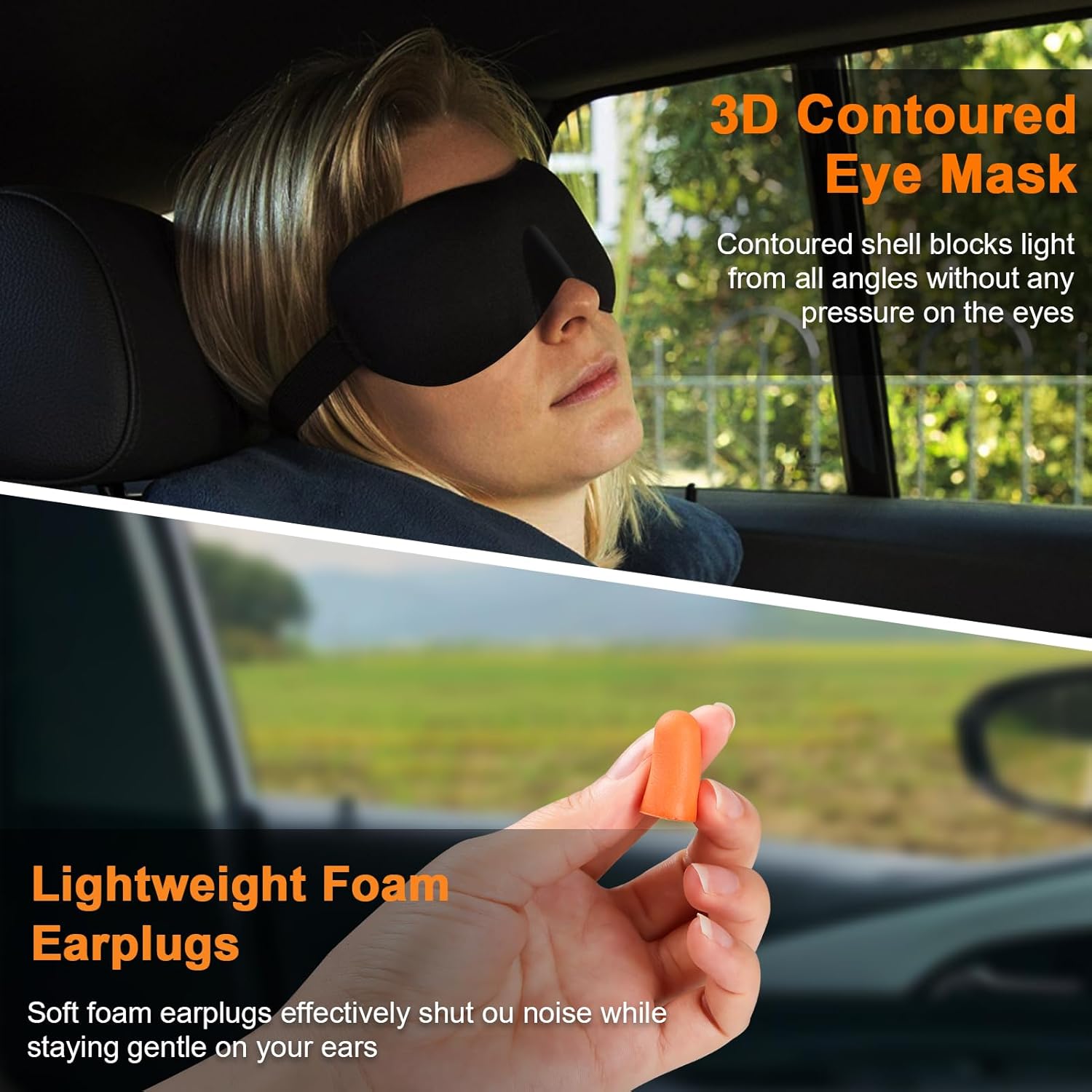Travel Pillow - Hooded Neck Pillow Airplane Memory Foam Filling for Plane, Office, Cars Sleeping, Road Trip, Long Flights, Portable Plane Accessories, Includes Eye Mask & Earplugs (Red) - Image 6