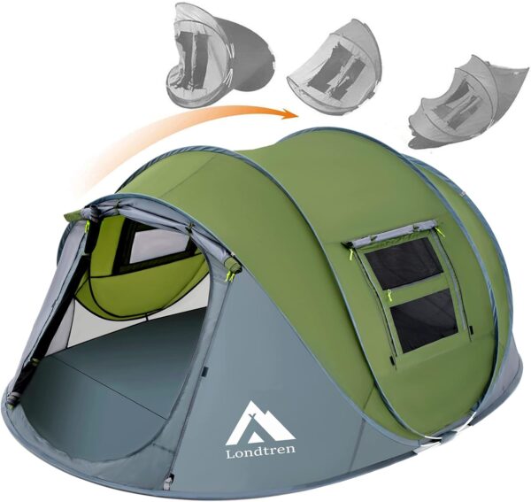 4 Person Easy Pop Up Tent Waterproof Automatic Setup 2 Doors-Instant Family Tents for Camping Hiking & Traveling - Image 2