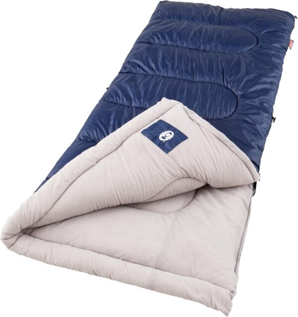 Coleman Brazos 20/30°F Adult Cool-Weather Sleeping Bag with No-Snag Zipper & Stuff Sack, Machine Washable, Great for Camping, Traveling, Guests, & More - Image 2