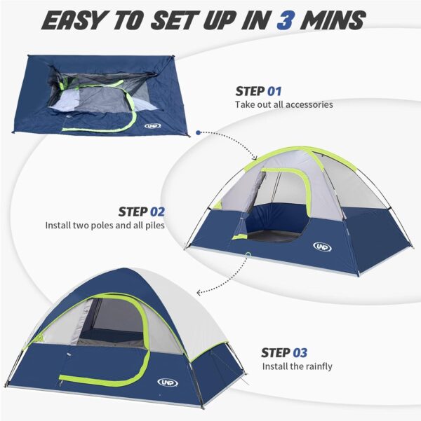 Camping Tent 2 Person, Waterproof Windproof Tent with Rainfly Easy Set up-Portable Dome Tents for Camping… - Image 4
