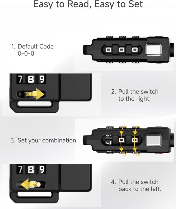 LUGGEX TSA Locks for Luggage, Suitcase Locks TSA Approved, Luggage Locks, Ease of Use & Durable(Black,4 Pack) - Image 9