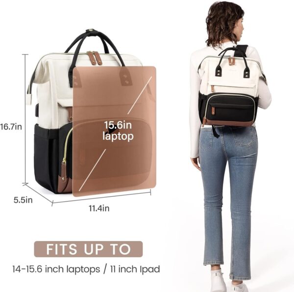 LOVEVOOK Laptop Backpack for Women, 15.6 Inch Work Business Backpacks Purse With Large Capacity, Waterproof Nurse Bag College Bookbag for School, Waterproof Casual Daypack for Travel - Image 7