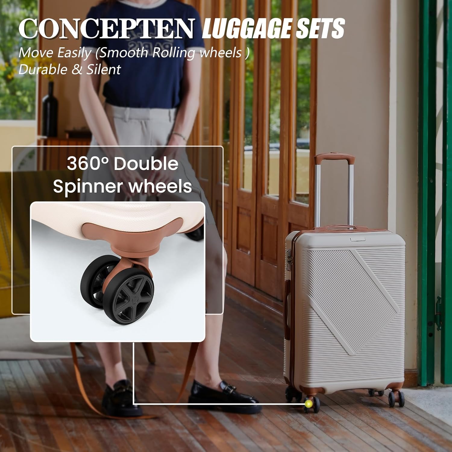 Luggage Sets 5 Piece, Suitcases With Wheels, Lightweight Travel Luggage Set With TSA Lock, ABS Hardshell Carry On Suitcase Set, White - Image 5