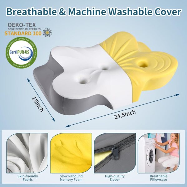 Cervical Neck Pillow for Pain Relief- Ergonomic Memory Foam Pillows for Sleeping, Dual Ear Relief Zone Contour Pillow, Neck Support Pillows for Side Back &Stomach Sleeper (White) - Image 4