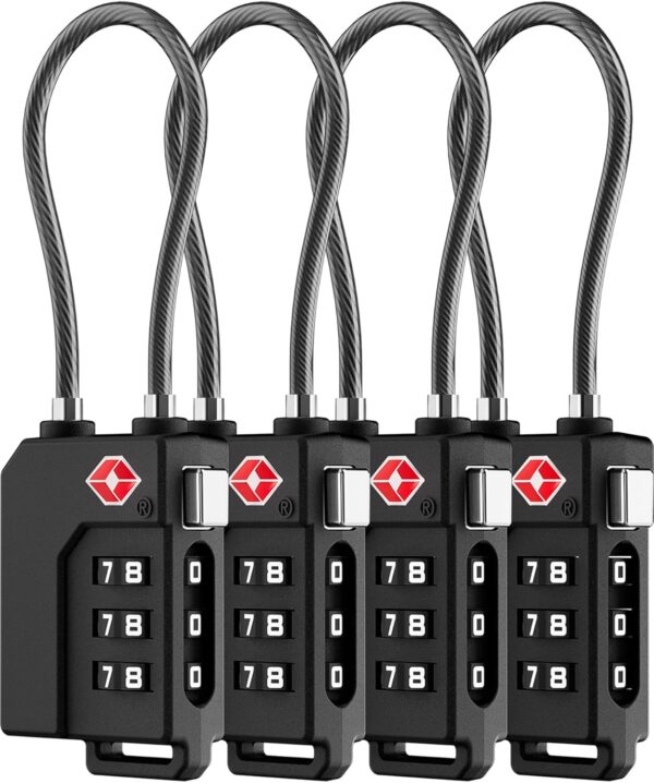 LUGGEX TSA Locks for Luggage, Suitcase Locks TSA Approved, Luggage Locks, Ease of Use & Durable(Black,4 Pack) - Image 2