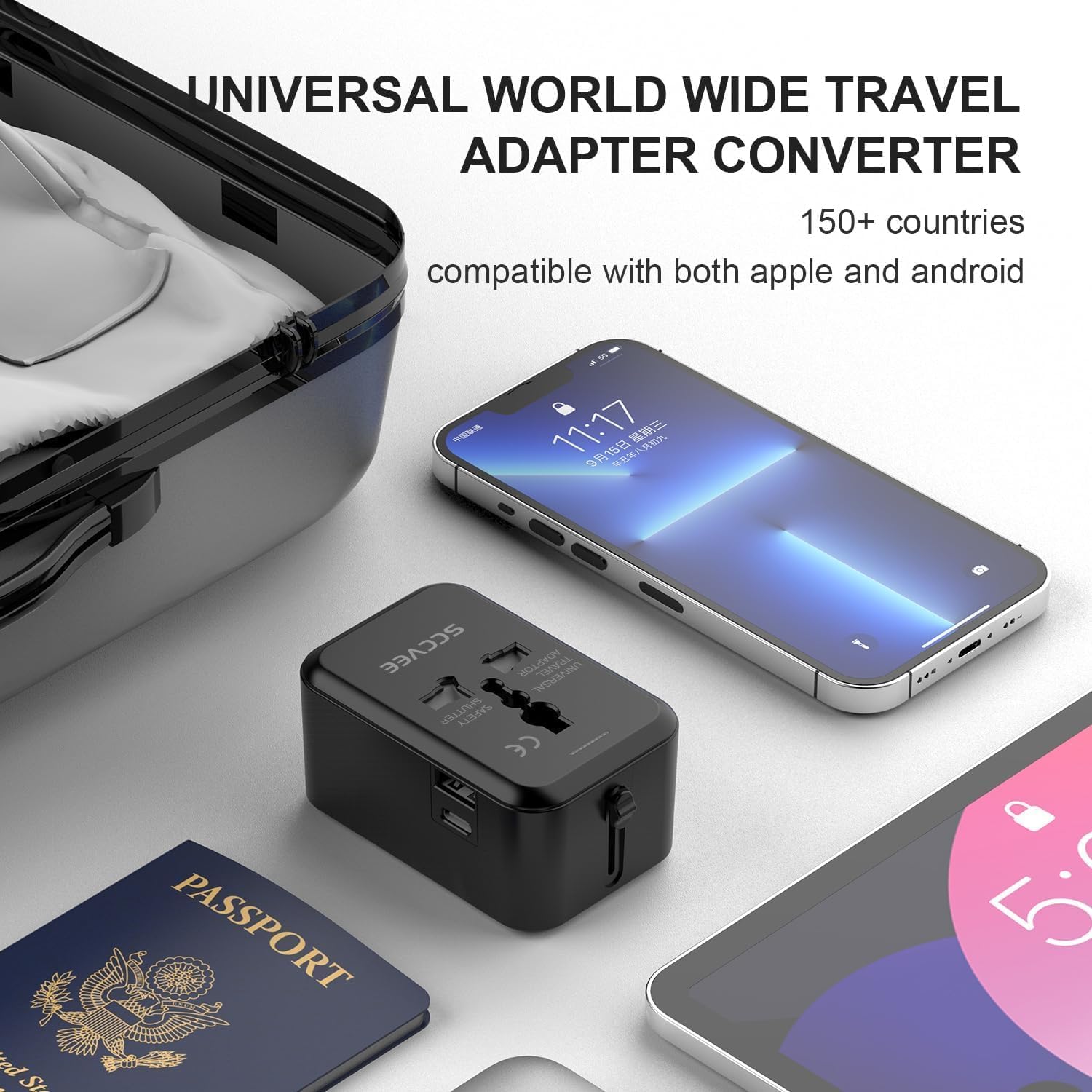 Universal Travel Adapter with USB C, International Power Plug Adapter All in One Worldwide Travel Adapter Power Converters Wall Charger AC Power Plug Adapter USB Type C Charger for USA EU UK AUS - Image 8