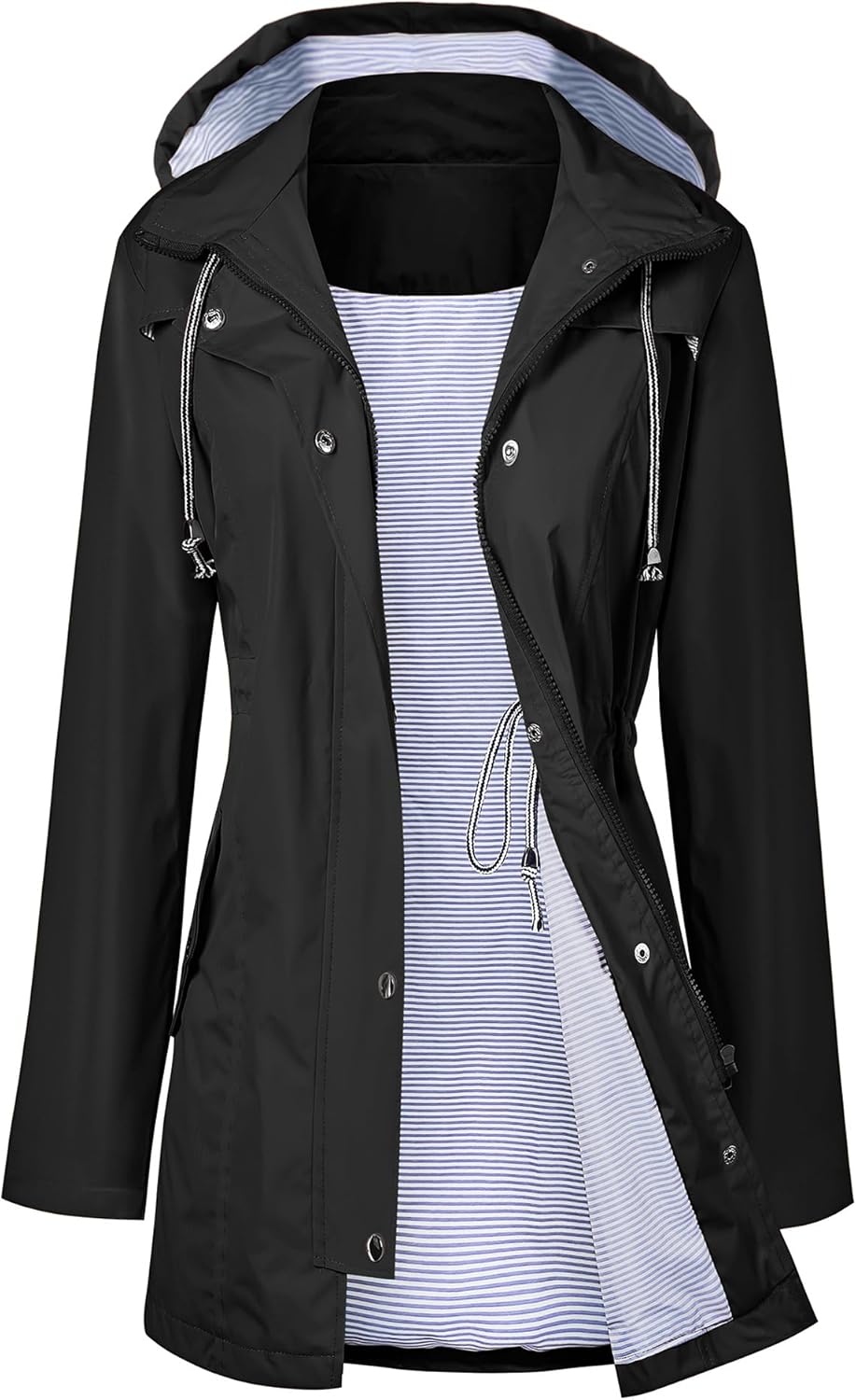 LOMON Raincoat Women Waterproof Long Hooded Trench Coats Lined Windbreaker Travel Jacket S-XXL - Image 2