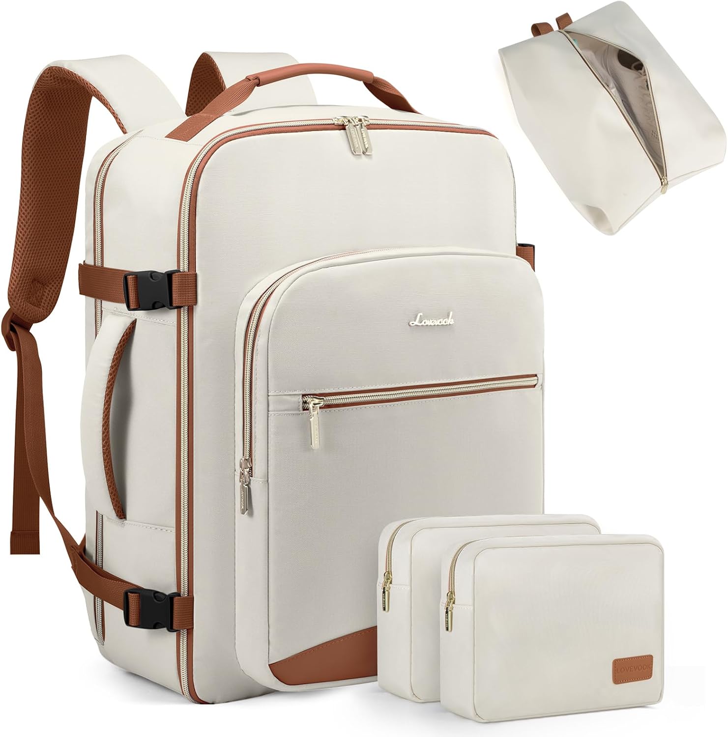 LOVEVOOK 40L Travel Backpack for Women Men,Waterproof Airline Approved Carry On Luggage Travel Essentials,TSA Carry On Backpack Personal Item Travel Bag Suitcase with 3 Packing Cubes,Weekender,Daypack - Image 2