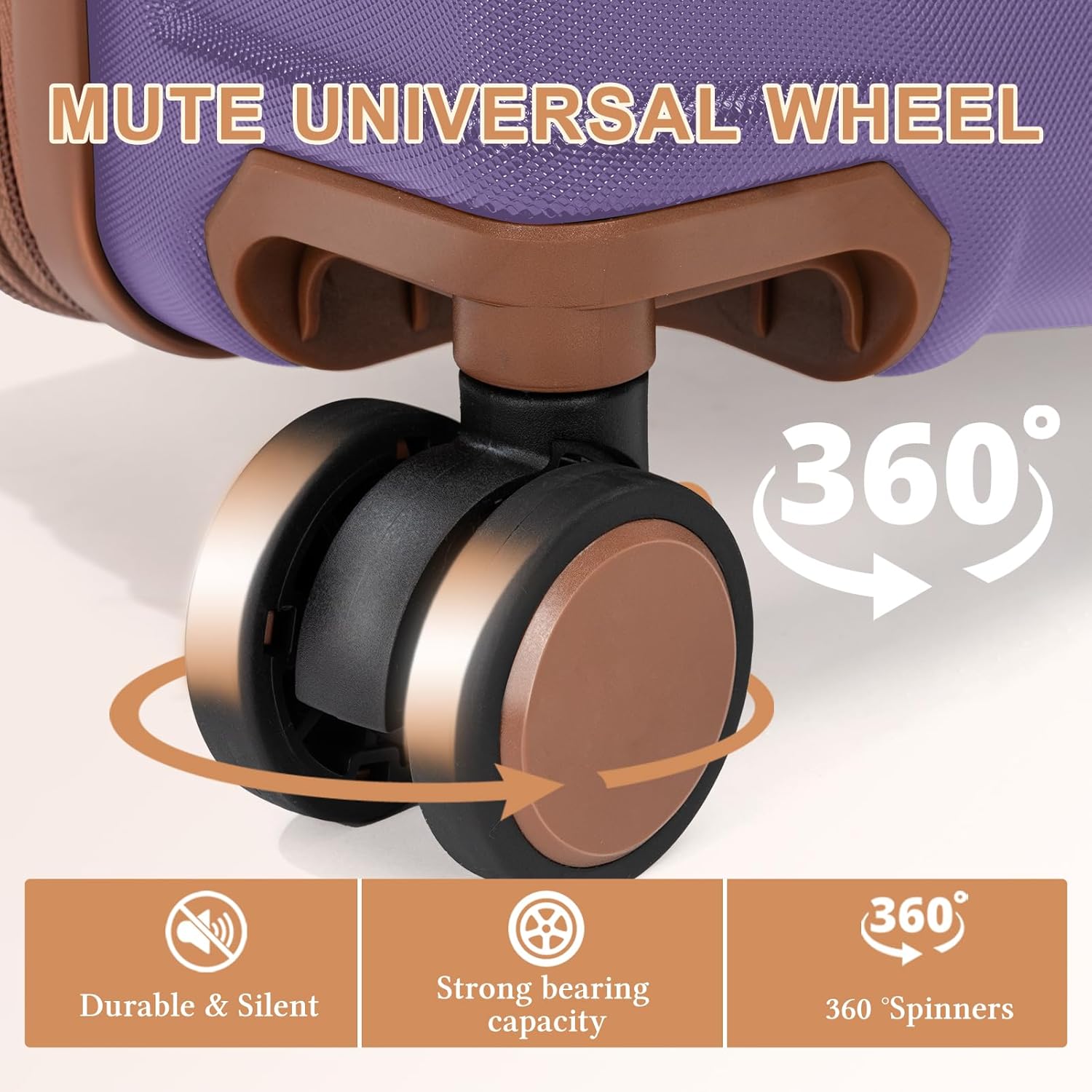 5 piece Luggage Set Expandable Suitcase 22x14x9 Airline Approved Carry on, ABS Hard Case Suitcases with Spinner Wheels, TSA Lock (Purple) - Image 4