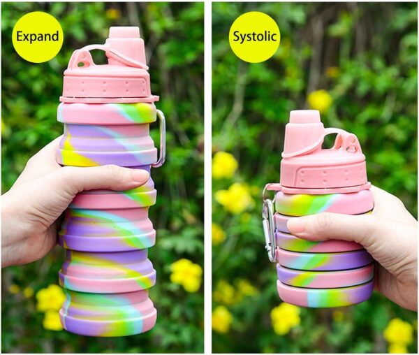 Collapsible Water Bottles Travel water bottle Sports Portable Sport Water Bottle Reusable Water Bottles comes with mountaineering Buckle 500ml silicone Water-proof camping water bottle - Image 9