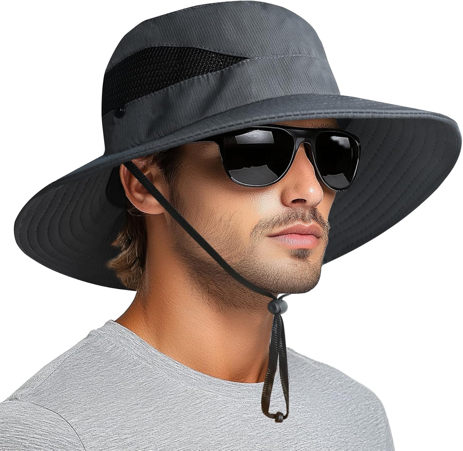 PFFY Sun Bucket Hats for Men Women 3” Wide Brim UPF 50+ Fishing & Beach Hat - Image 2