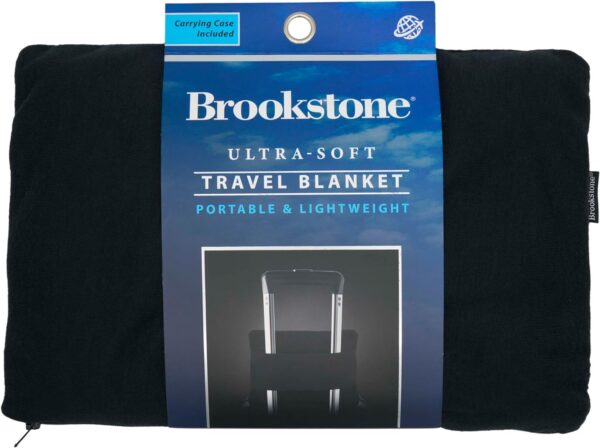Brookstone Travel Blanket - Lightweight 2-in-1 Soft Fleece Airplane Blanket with Compact Carrying Pouch for Travel and Car, Size One Size, Black - Image 4
