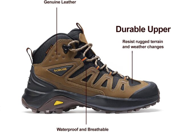 Men's Waterproof Hiking Boots Outdoor Lightweight Breathable Leather Trekking Camping Mountaineering Shoes - Image 3