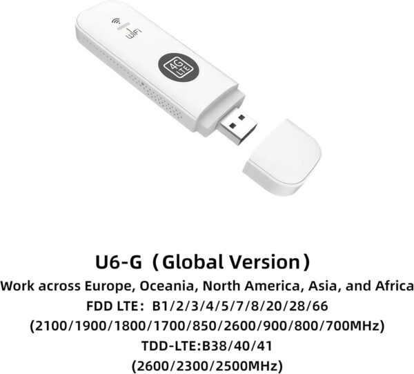 Global Edition 4G LTE Portable WiFi Hotspot for Travel with SIM Card Slot Hotspot Device Support FDD:B1/2/3/4/5/7/8/20/28/66 in North America, South America Europe Africa Around The World (Black) - Image 3